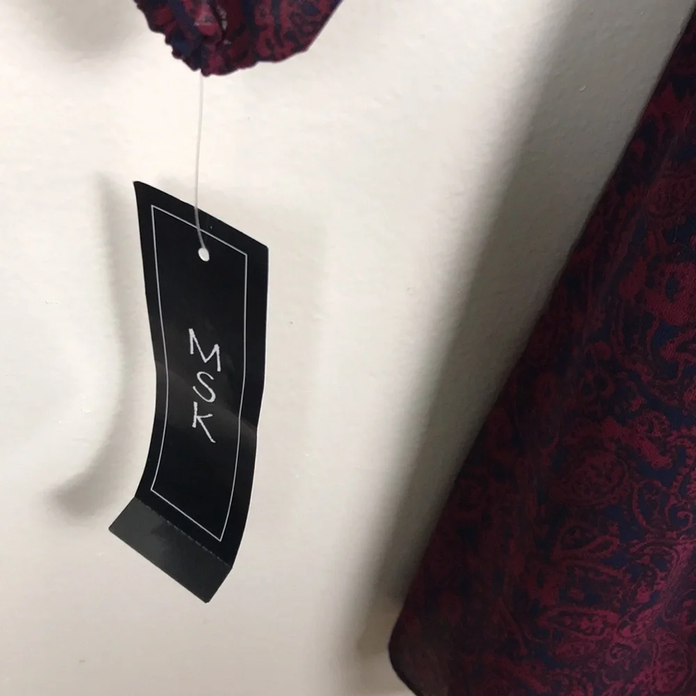 MSK Women's 8 Beet Red Paisley Fit & Flare Dress‎ Whimsigoth Goth Cocktail NEW